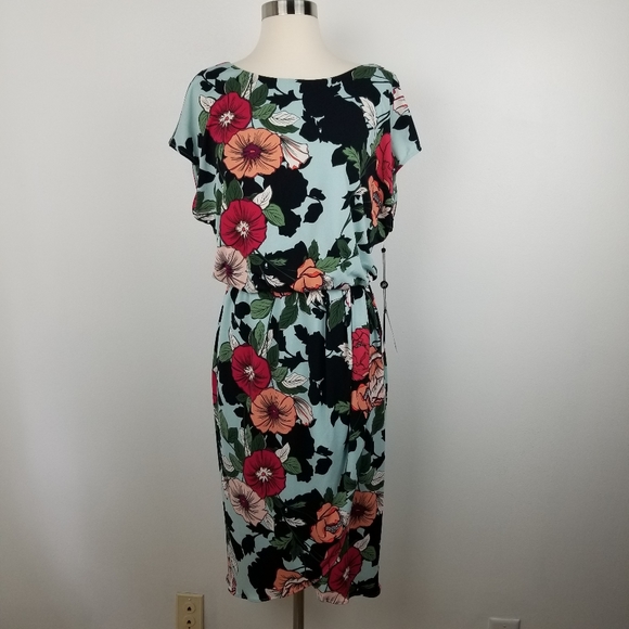 ADRIANNA PAPELL Floral Wrap Dress - Picture 1 of 8